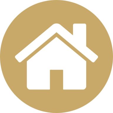 Gold plan logo White house icon inside a gold circle.